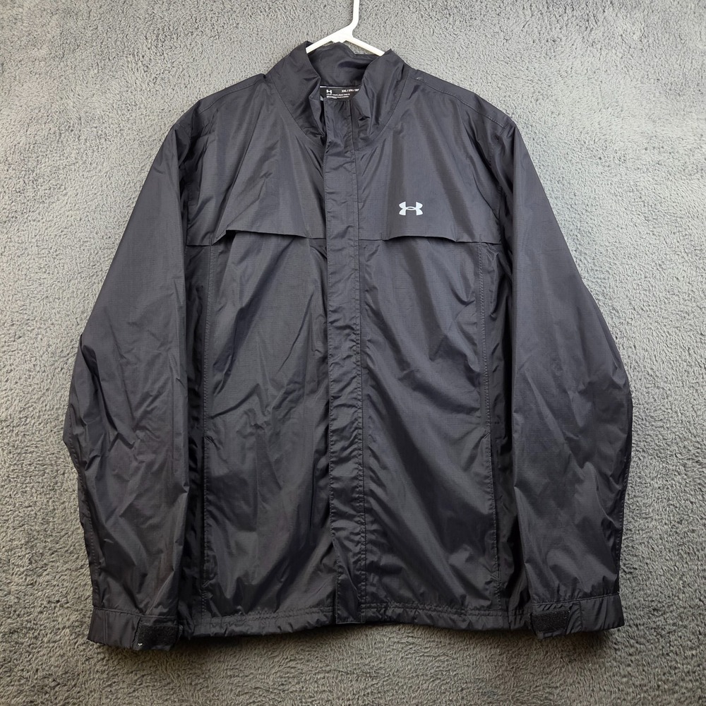 Under Armour Rain Jacket Men's XXL Black Lightweight Loose Fit Windbreaker Nylon